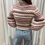 Achira Sweater - Ivory/Burgundy