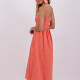 Amelie Dress - Coral Gingham