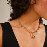 Charm Natural Pendant - Gold/Blue