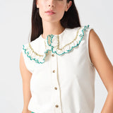 Daisy Sleeveless Blouse - Ecru Denim