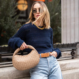 Sofia Crochet Jumper - Navy