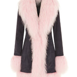 Brooklyn Suede Coat - Navy/Pink