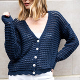 Gia Crochet Cardigan - Navy