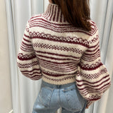 Achira Sweater - Ivory/Burgundy