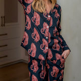 Tiger Pyjama Long Set - Navy/Pink