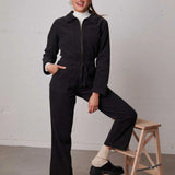 Eloise Soft Cord Jumpsuit - Carbon