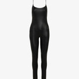 Faux Leather Cami Catsuit - Black