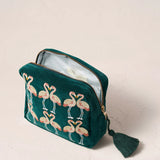 Kissing Flamingo Wash Bag - Emerald