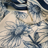 Square Neck Scarf - Navy Flower