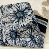 Square Neck Scarf - Navy Flower