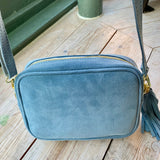 Paris Suede Handbag - Light Blue