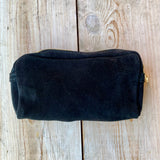 Anne Suede Cosmetic Bag - Black