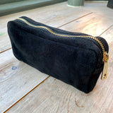 Anne Suede Cosmetic Bag - Black