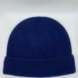 Wool & Cashmere Fine Ribbed Hat - Navy