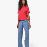 Organic Boxy Crop Tee - Red Tangerine