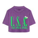 USA Cropped T-Shirt - Purple