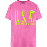 USA Trucker T-Shirt - Fuschia