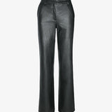 Faux Leather Wide Leg Trousers - Black