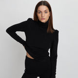 High Neck Sparkeling Blouse - Black