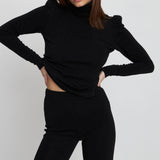 High Neck Sparkeling Blouse - Black