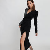 Two Tone Sparkeling Dress - Silver/Black