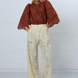 Delicate Lace Flared Trousers - Vanilla