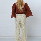 Delicate Lace Flared Trousers - Vanilla