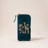 Wild Giraffe Palm Glasses Case - Rich Blue