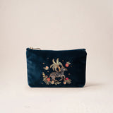 Wild Zebra Palm Mini Pouch - Navy