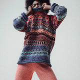 Geo Fairisle Jumper - Blueberry/Red