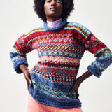 Geo Fairisle Jumper - Blueberry/Red