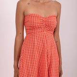 Amelie Dress - Coral Gingham