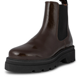 Sanna Chelsea Patent Boots - Chocolate