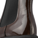 Sanna Chelsea Patent Boots - Chocolate