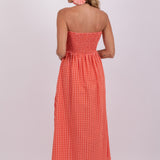 Amelie Dress - Coral Gingham