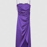 Satin Midi Dress - Sexy Violet